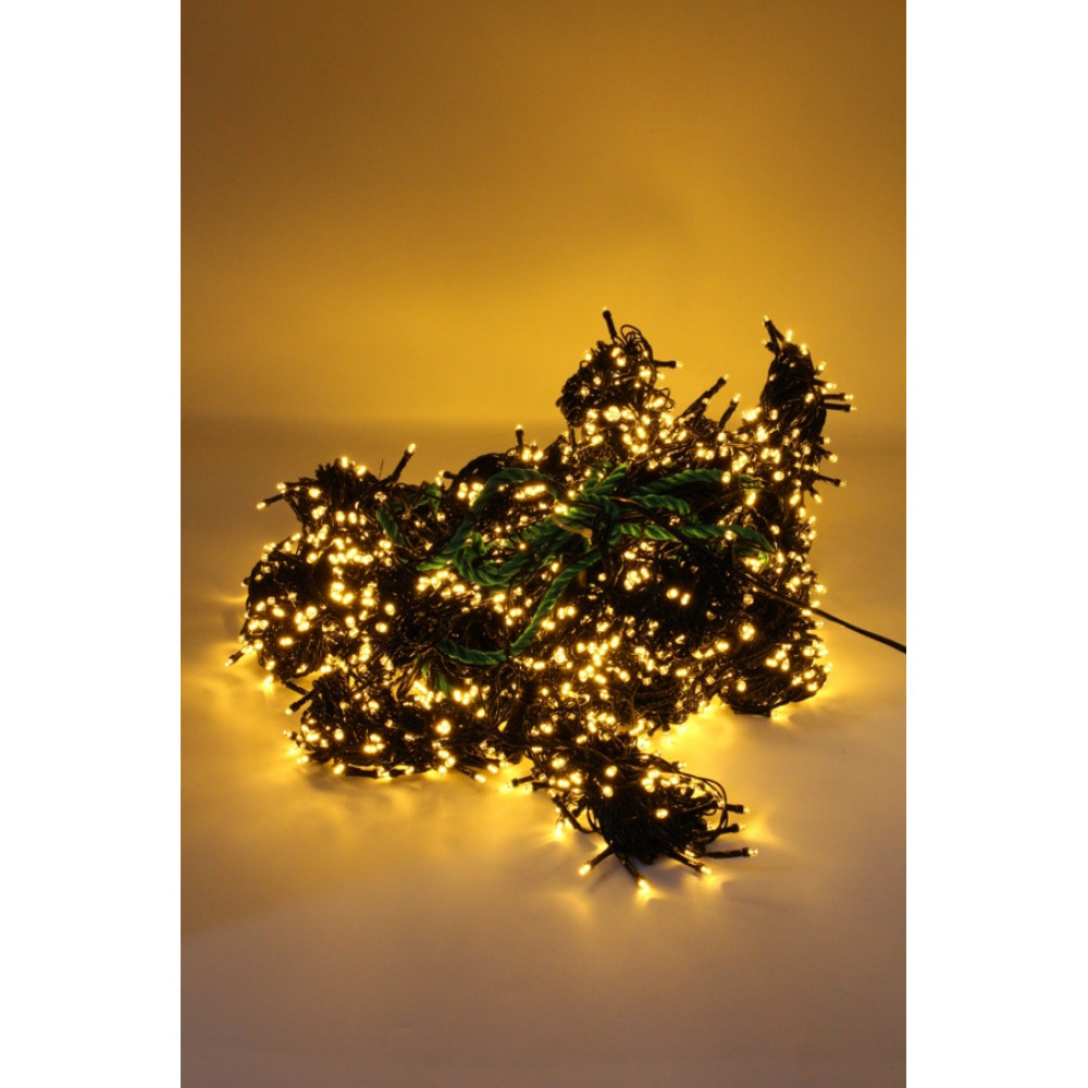 Լույս ամանորյա 2,5մ*7մ 2500 լամպ LED,սև լար, դեղին երանգ