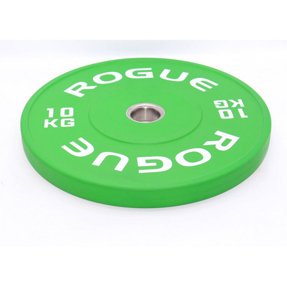 Մարմնամարզական ծանրաքար ռետինապատ գունավոր ROGUE 10կգ-ոց քաշով, շայբա օղակ