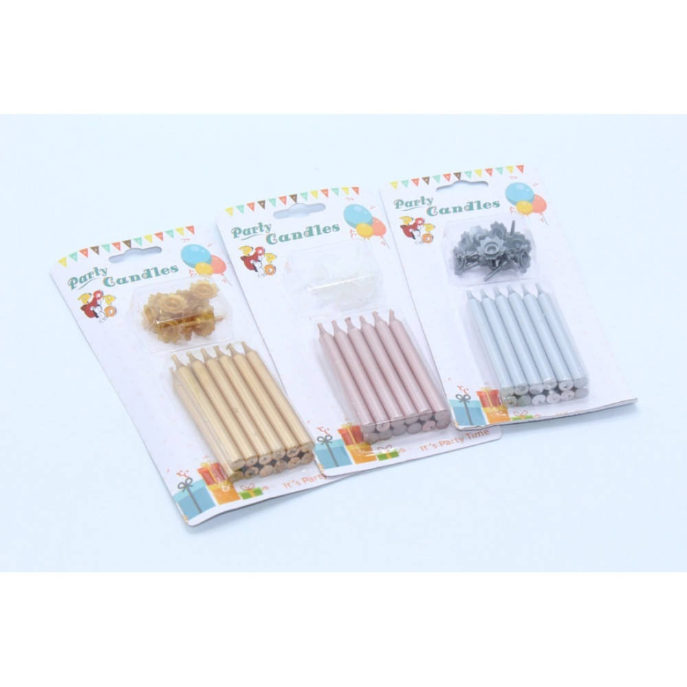 Մոմ ծննդյան լիստով, 12հ-ոց փոքր մատիտ ռոզ գոլդ արծաթե և ոսկե երանգներով