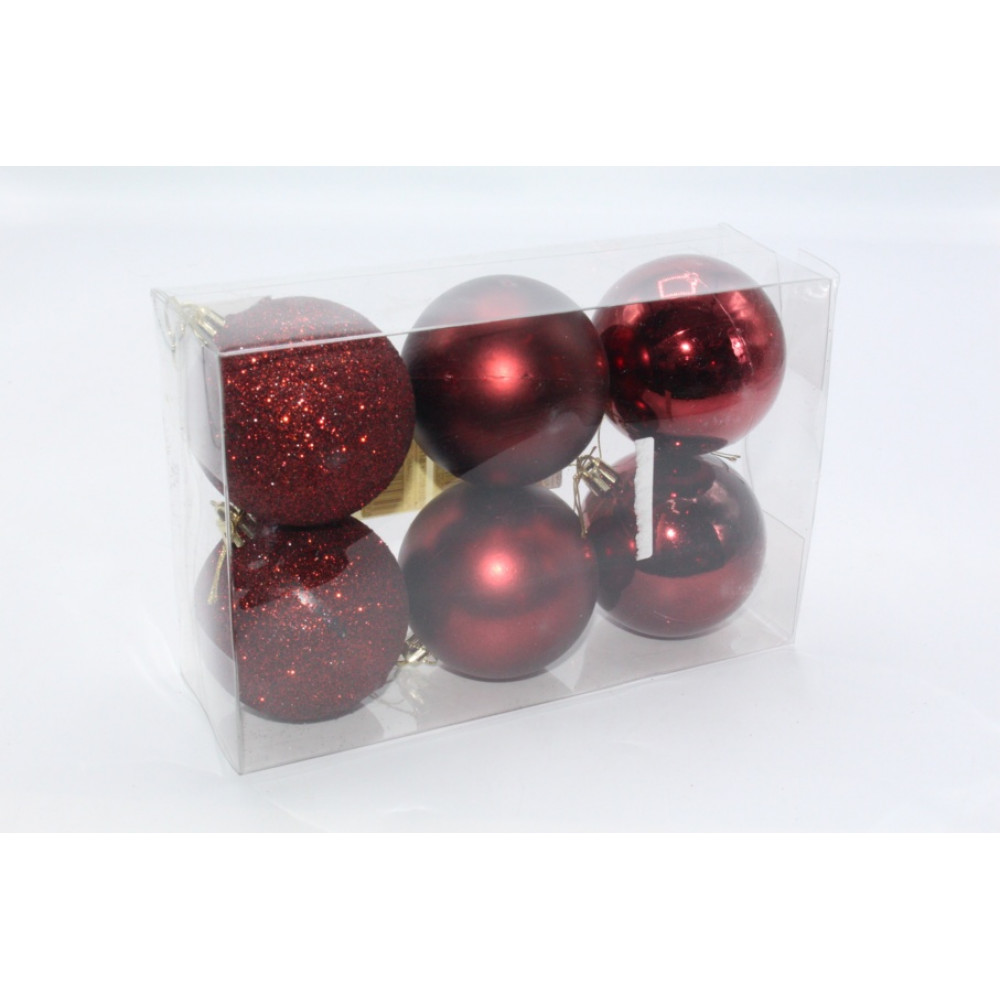 Զարդ խաղալիք տոնածառի 7սմ. 6հ-ոց մուգ վարդագույն, 3երանգ