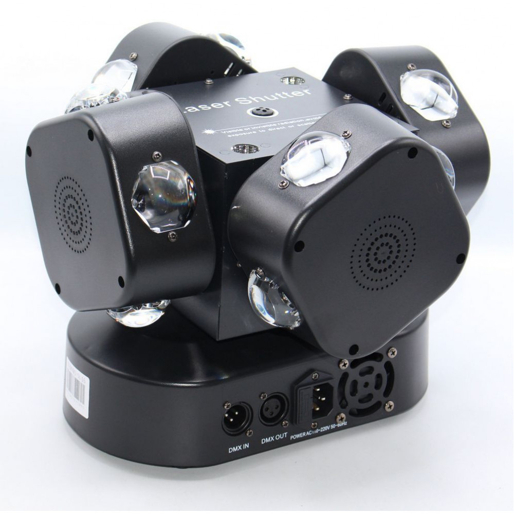 Բեմային առաստաղային 4գունդ լույս + լազերային ճառագայթ, ֆոնային պատկեր,16լեդ*10վտ + DMX