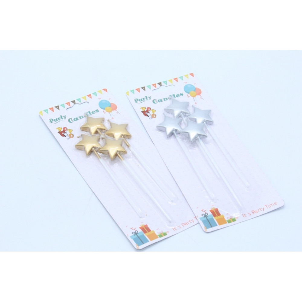 Մոմ ծննդյան լիստով, 4հ-ոց աստղ արծաթե և ոսկեգույն երանգներով