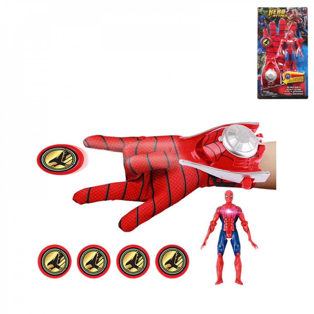 Խաղալիք հավաքածու Spider-man մարդուկով, ձեռնոցով և իր ատրճանակով, լիստով
