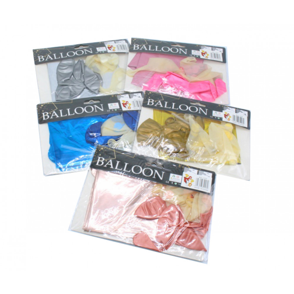 Փուչիկ 10հ-ոց փաթեթավորմամբ, աստղ, սիրտև կլոր փուչիկների համադրությամբ