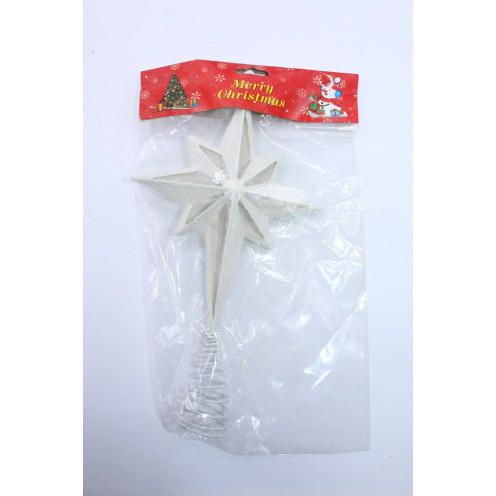 Ամանորյա աստղ գագաթ սպիտակափայլ պլաստիկ 25*15սմ-ոց