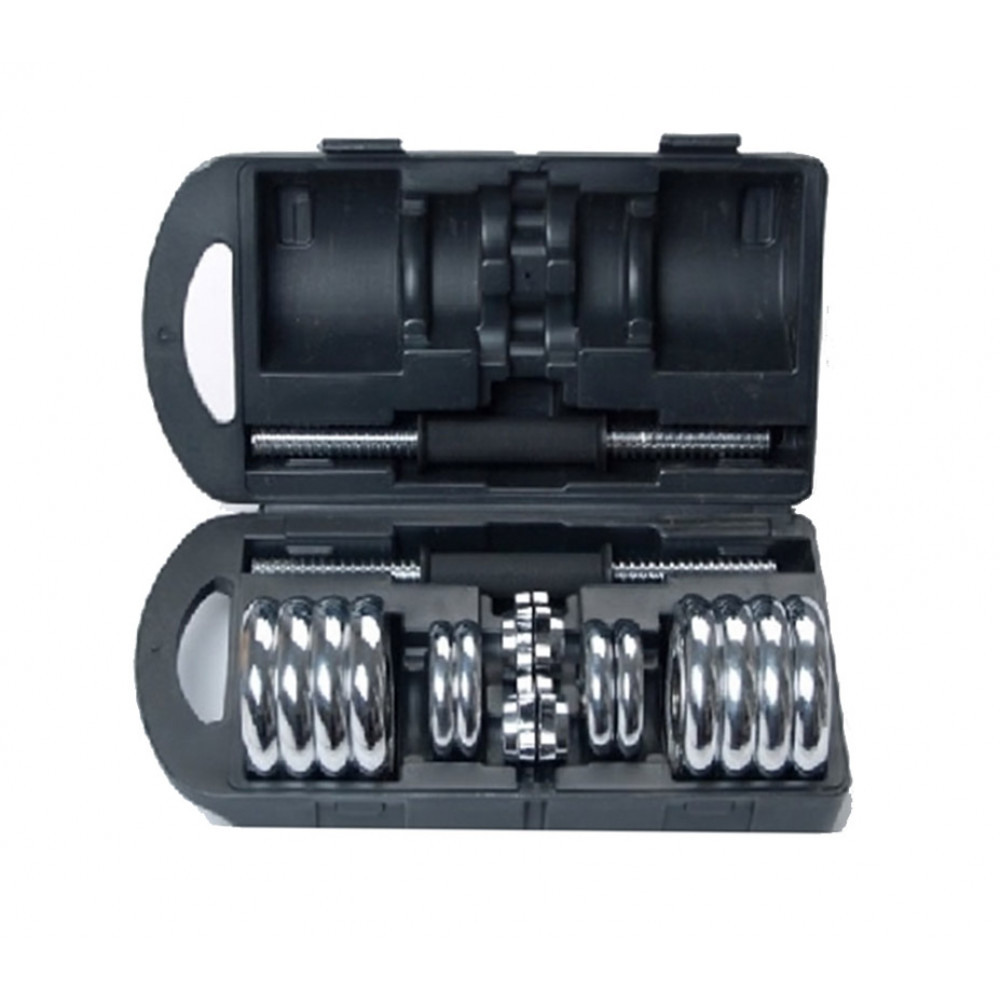 Մարզման գանտել մետաղե 15կգ-ոց (2*7,5կգ) զույգով ճամպրուկով