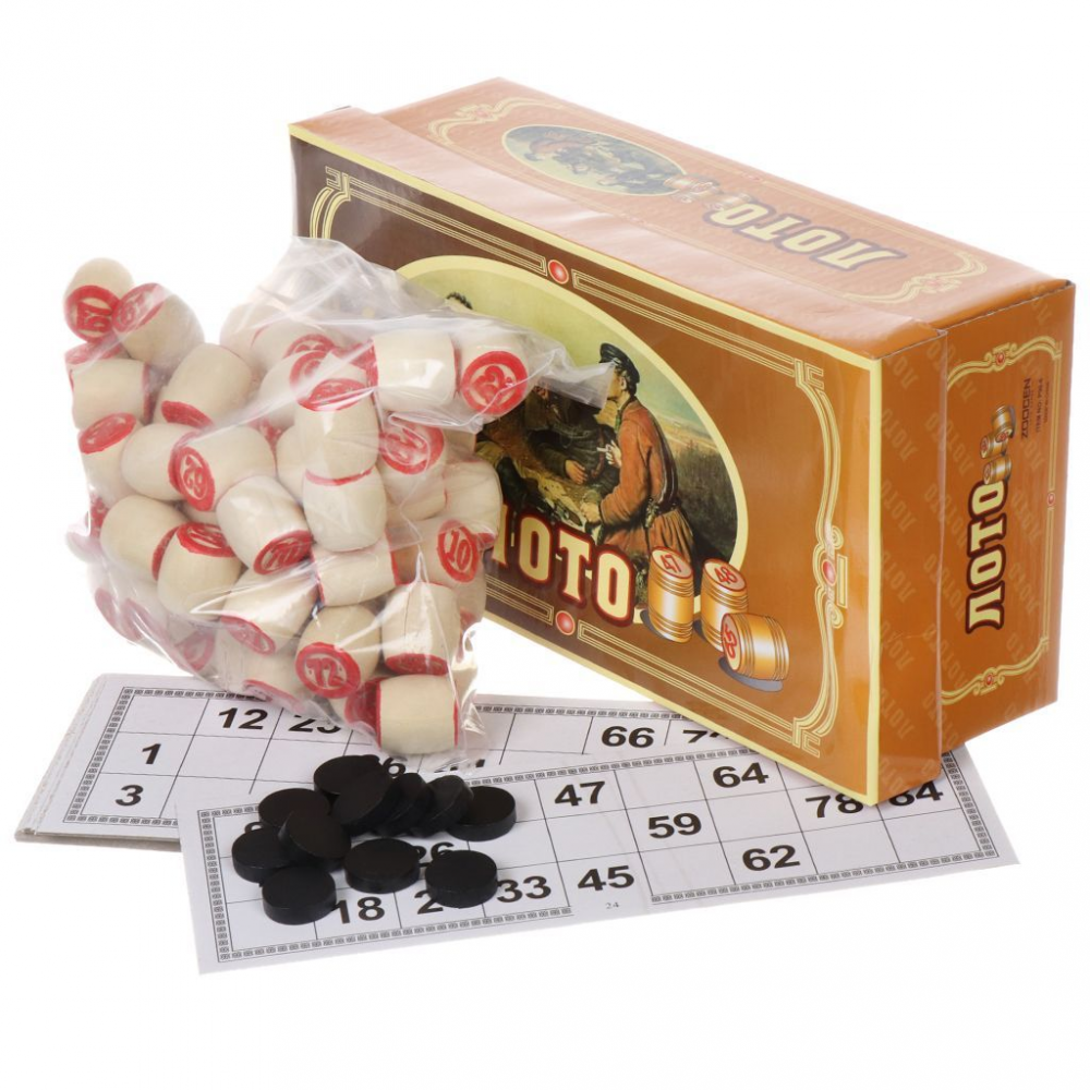 Խաղ լոտո իր փայտե խաղաքարերով 24*13սմ