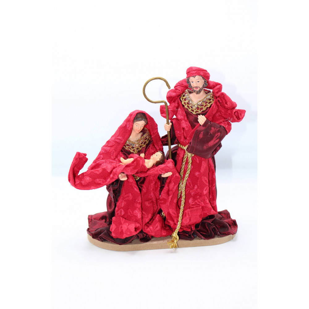 Սուրբ Ծննդյան հուշանվեր արձանիկ Հիսուսի ծնունդը 3կտոր 25սմ-ոց, կարմիր հագուստ