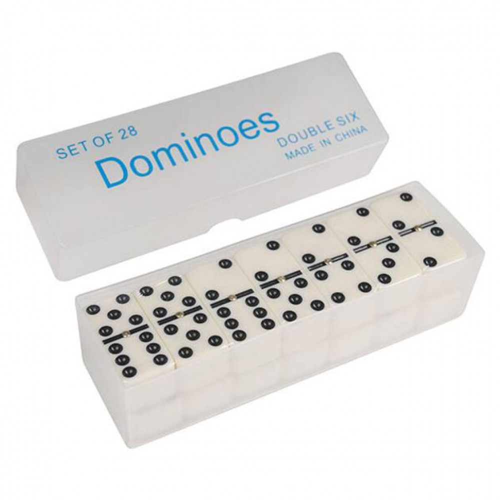 Խաղ դոմինո 9մմ-ոց խաղաքարերով թափանցիկ պլաստիկե տուփով 18սմ