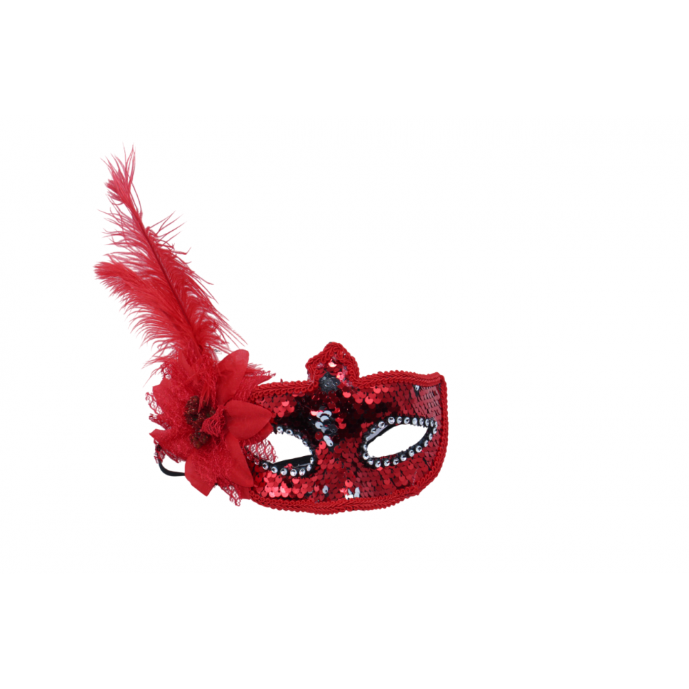 Տոնահանդեսային դիմակ աչքեր հինգ գույնային փետուներով, 12հ-ոց փաթեթ