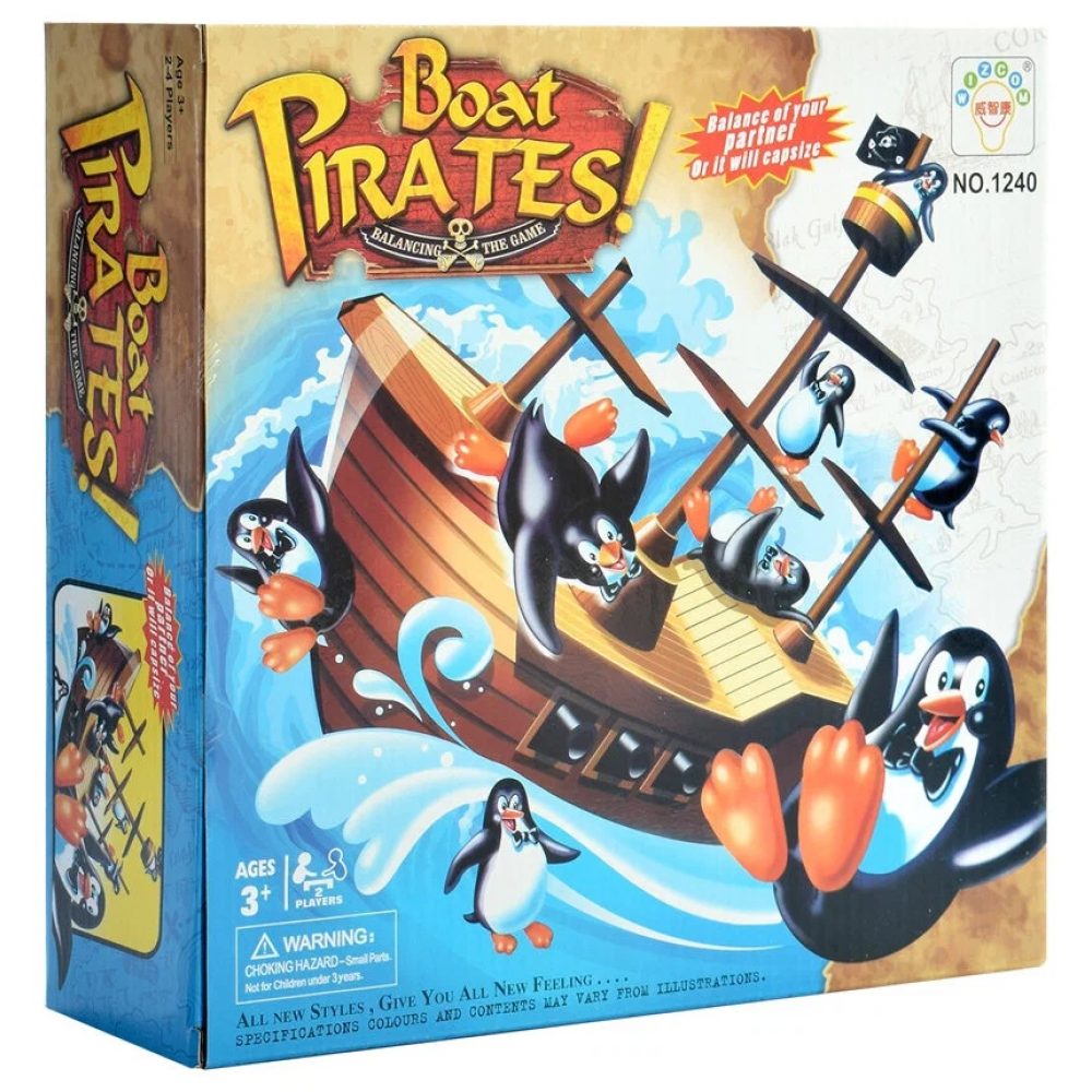 Խաղ մանկական նավակ հավասարակշռման պինգվիններով