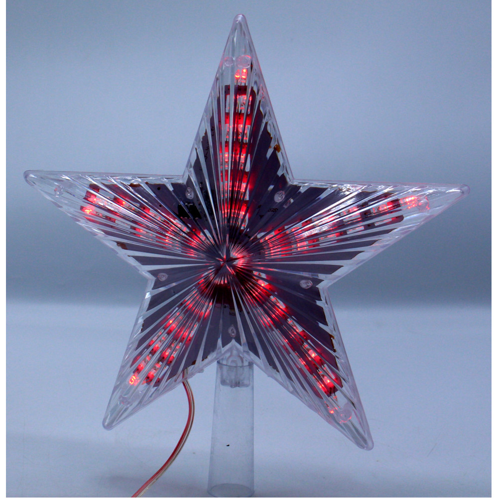 Լույս ամանորյա աստղ գագաթ լազերային 31-LED լամպով 22սմ-ոց (կարմիր երանգ)