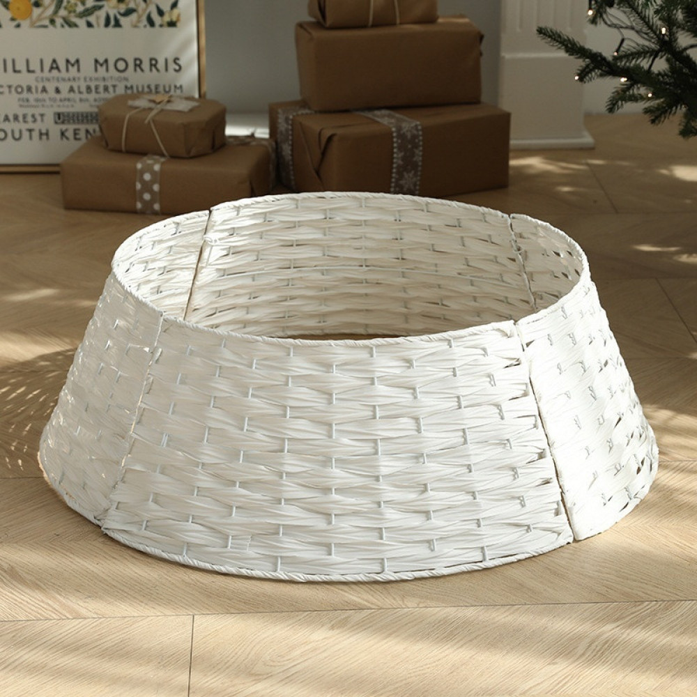 Ամանորյա տոնածառի ոտքի զարդարման կիսակոր շրջանակ 40*58*18սմ PP նյութից, սպիտակ գույն