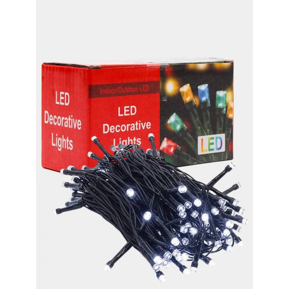 Լույս ամանոր 400 լամպ LED, սպիտակ երանգ, մուգ կանաչ մետաղալար, 28մ-ոց երկարացման հնարավորությամբ