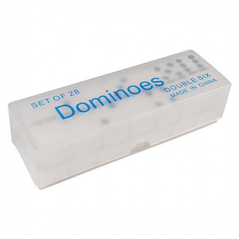 Խաղ դոմինո 9մմ-ոց խաղաքարերով թափանցիկ պլաստիկե տուփով 18սմ