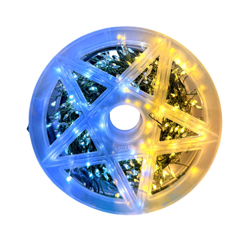 Լույս ամանոր 900 լամպ LED 2 երանգ (սպիտակ դեղին) կանաչ մետաղալար 30մ-ոց հեռակառավարմամբ