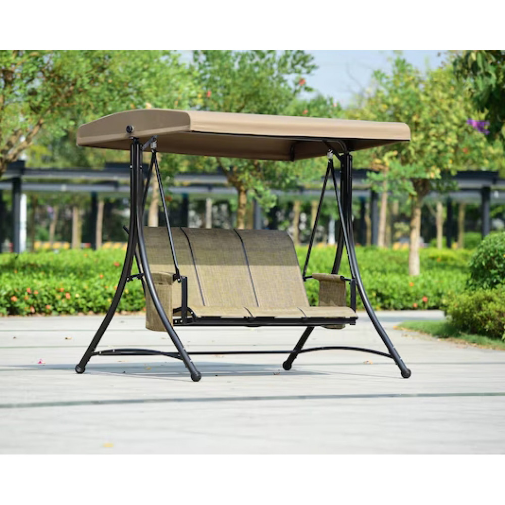 Պարտեզային բազմոց-Ճոճանակ իր արևապաշտպան հովանոցով 193*125*172սմ-ոց մետաղյա հիմքով