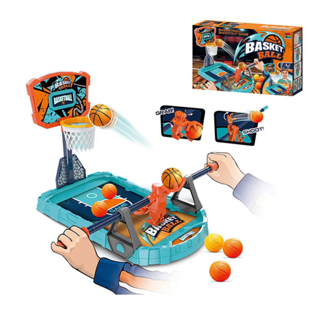 Խաղ մանկական սեղանի, միայնակ բասկետբոլ օղով իր գնդակներով խաղ