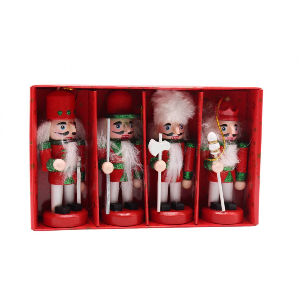 Սուրբ Ծննդյան փայտե մարդուկներ (Щелкунчик) 4հ-ոց տուփով, 10սմ-ոց ամանորյա զարդ