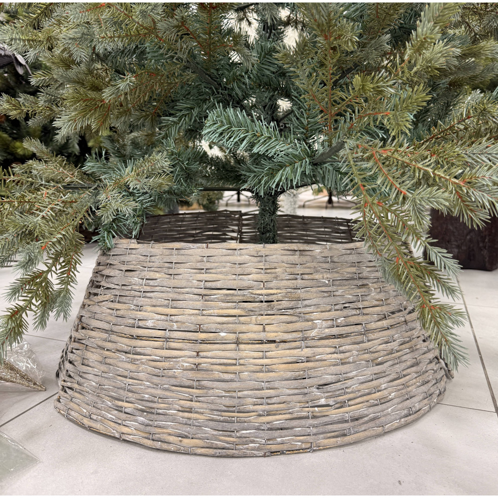 Ամանորյա տոնածառի ոտքի զարդարման կիսակոր շրջանակ 50*24*65սմ-ոց PP նյութից, մոխրագույն գույն