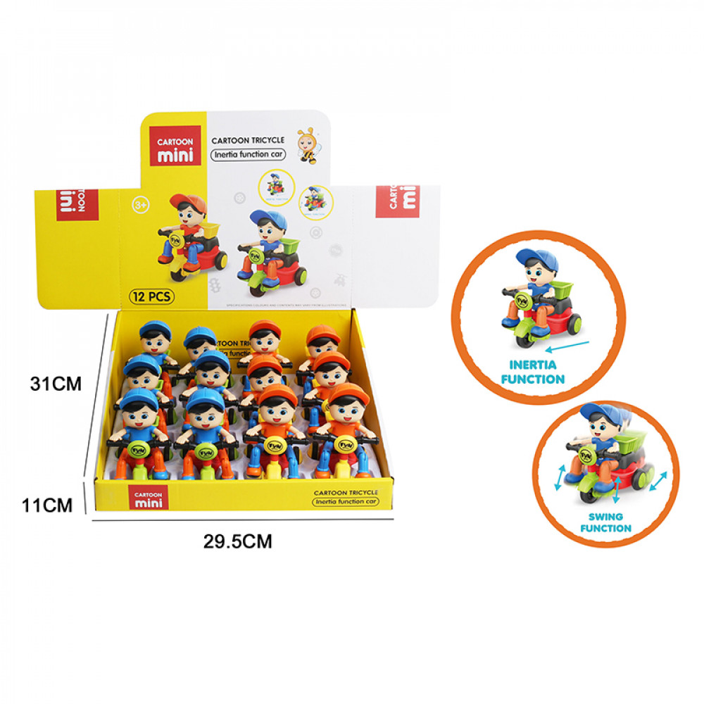 Խաղալիք 12հ-ոց տուփով եռանիվ հեծանավորդ իներցոն շարժական