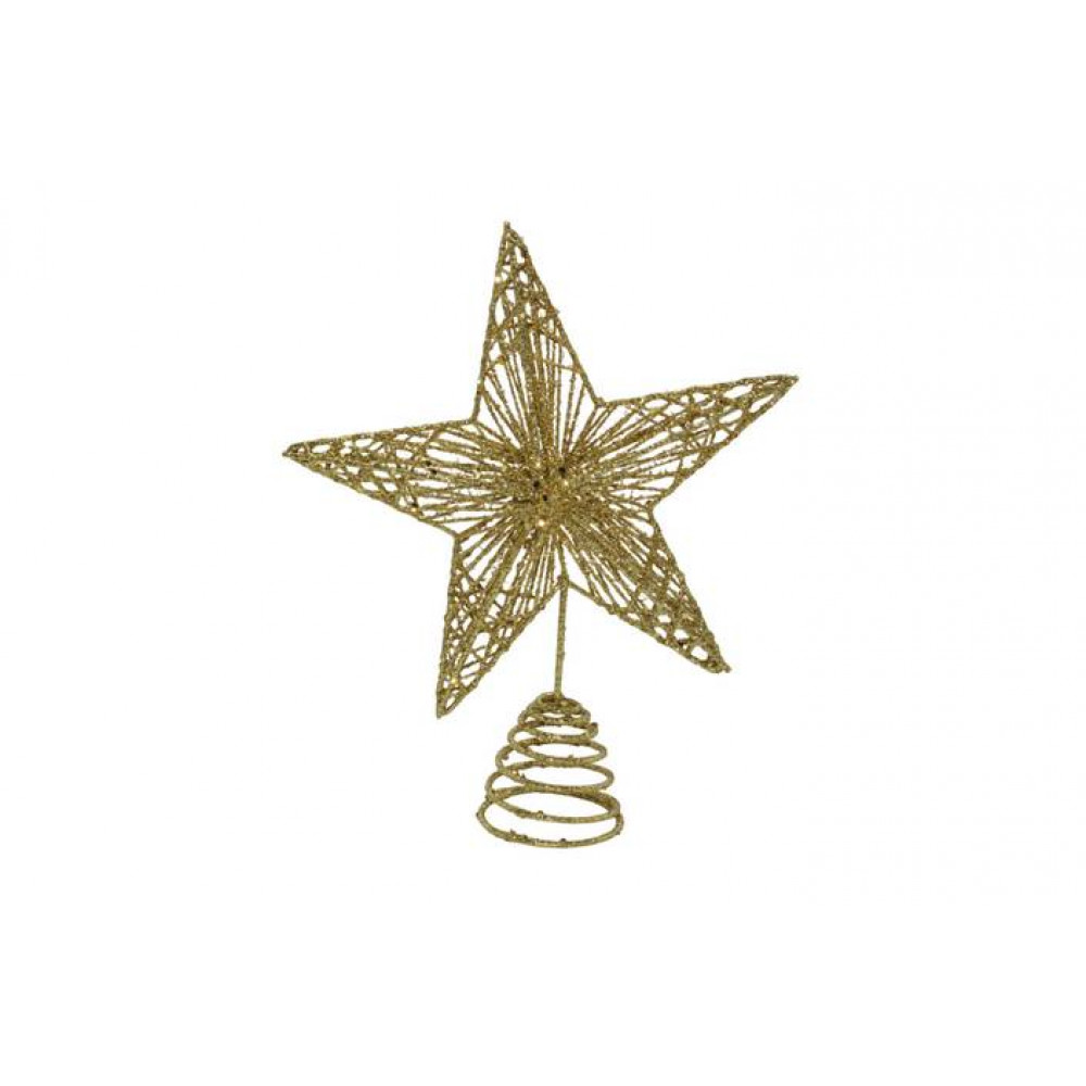 Ամանորյա աստղ գագաթ մետաղալարով, ոսկեգույն 30*33սմ