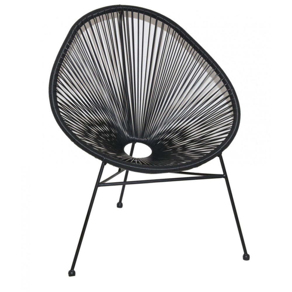 Պարտեզային ձվաձև աթոռ մետաղե հիմքով կապրոնե թել հյուսվածքով գույնը սև 73*80*88սմ-