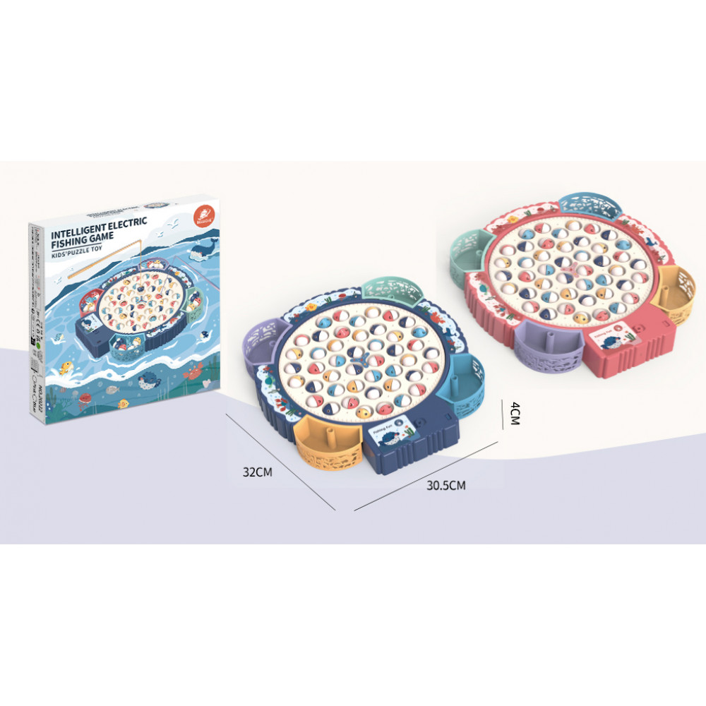 Խաղ մանկական ձկնորսական սկավառակ սեղանիկ մեծ 30սմ-ոց էլ-սնուցմամբ, 2-գույն