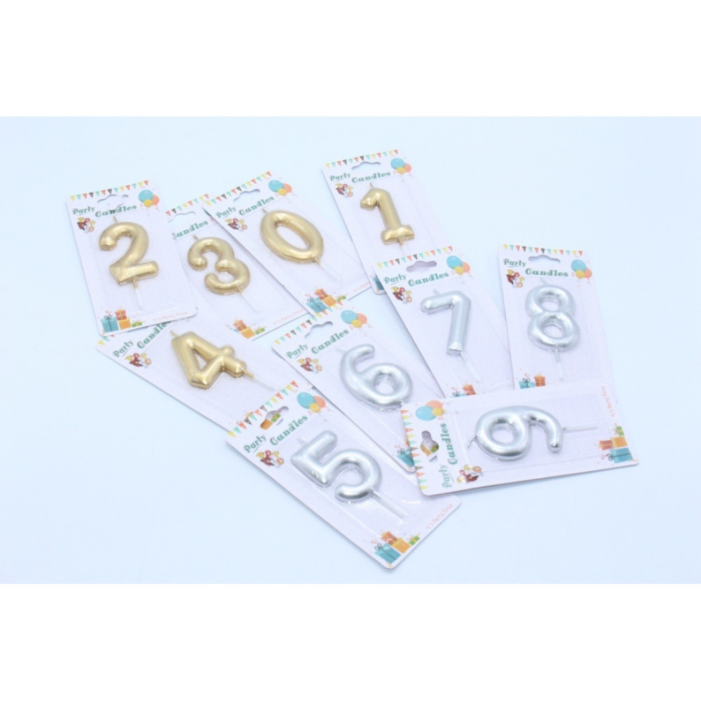 Մոմ թիվ 0-ից 9-ը արծաթագույն և ոսկեգույն